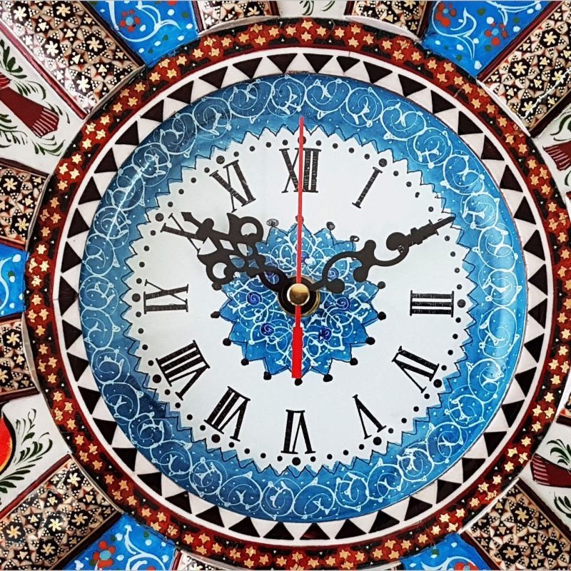 Isfahan's handcrafted Marquetry Wall Clock, a blend of traditional design and modern elegance.
