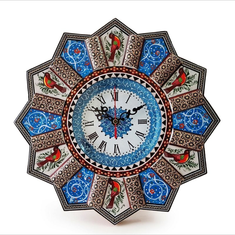 Isfahan's handcrafted Marquetry Wall Clock, a blend of traditional design and modern elegance.