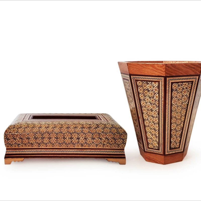 Persian Khatam Office Bin & Napkin Box Set