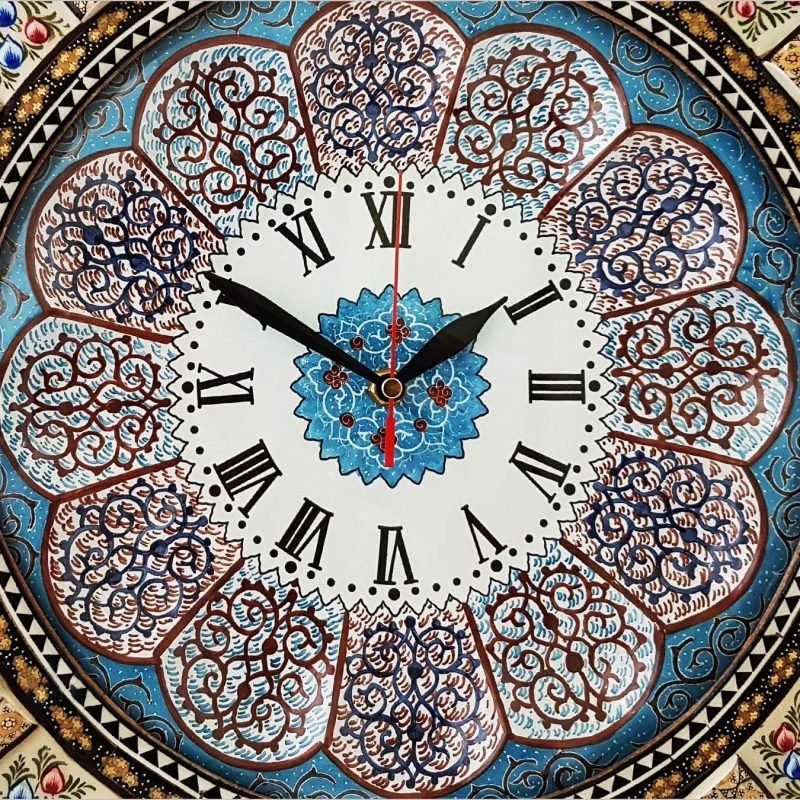 Isfahan's handcrafted Marquetry Wall Clock, a blend of traditional design and modern elegance.