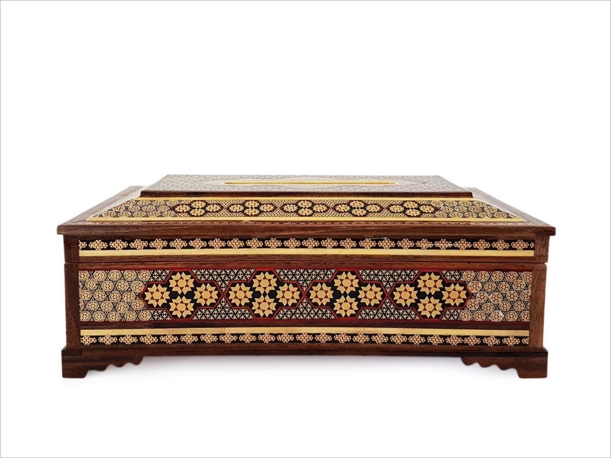 Exquisite Persian Marquetry ( Khatam ) Napkin Box - Mosaic - Image 2
