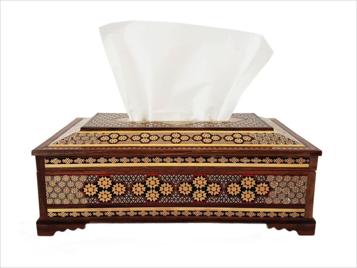 Exquisite Persian Marquetry ( Khatam ) Napkin Box - Mosaic - Image 5