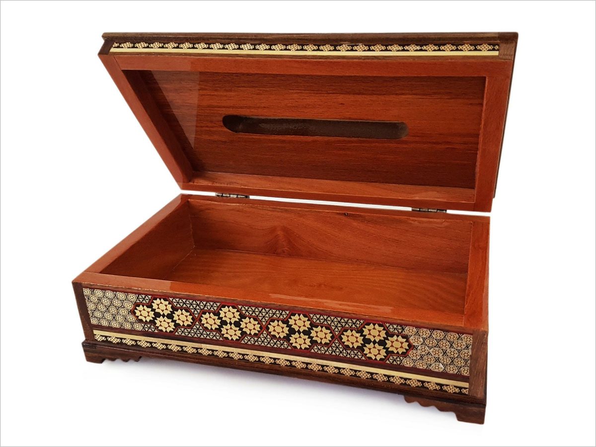 Exquisite Persian Marquetry ( Khatam ) Napkin Box - Mosaic - Image 4