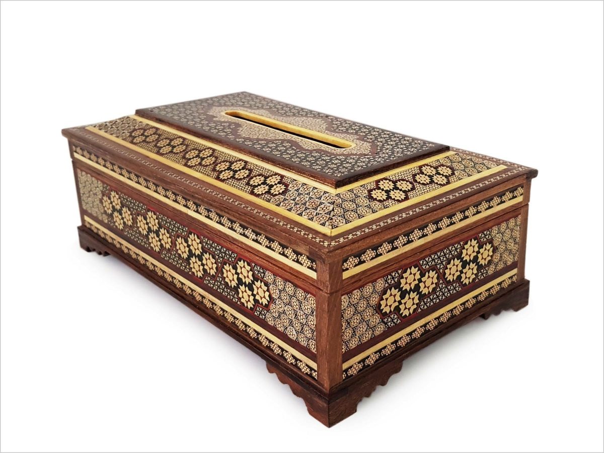 Exquisite Persian Marquetry ( Khatam ) Napkin Box - Mosaic - Image 3