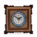 Marquetry Wall Clock showcasing detailed Persian patterns, crafted with wood, camel's bone, and brass