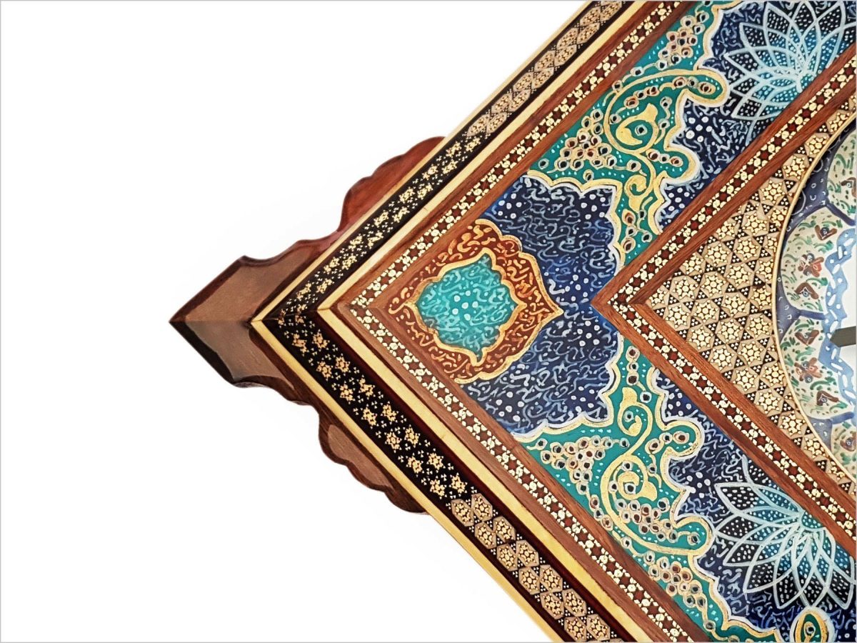 Isfahan-crafted Persian Marquetry Wall Clock, merging traditional design with timeless functionality
