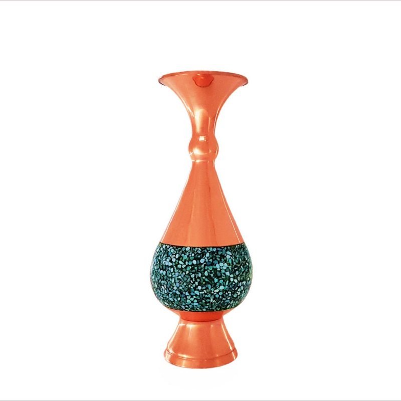 Compact decorative turquoise vase adorned with vibrant Nishapour stones, showcasing Persian artistry and Craftestan’s commitment to tradition.