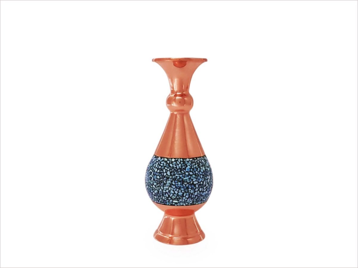 Shop decorative turquoise vase, a compact Persian masterpiece adorned with vibrant Nishapour stones, encapsulating tales and traditions from Isfahan.