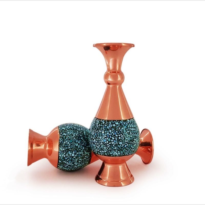 Shop decorative turquoise vase, a compact Persian masterpiece adorned with vibrant Nishapour stones, encapsulating tales and traditions from Isfahan.