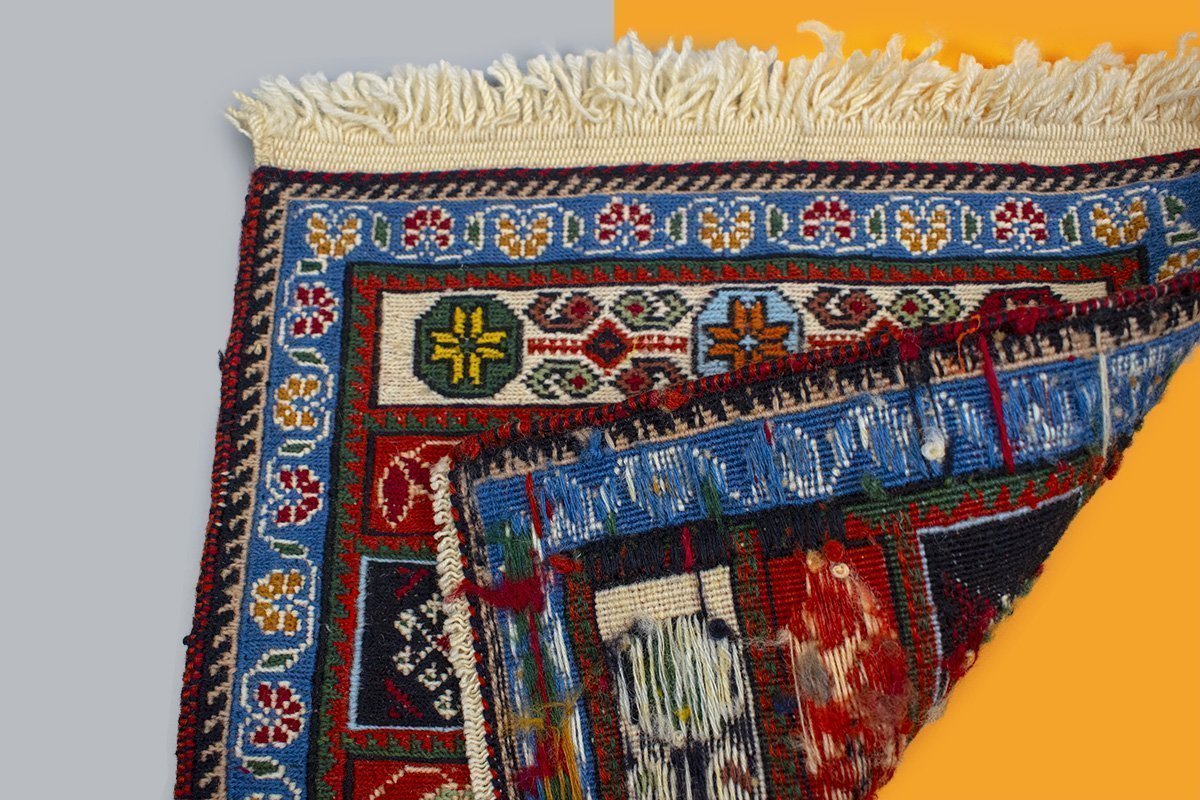 Miniature Persian Kilim Is Completely Made By Hand. The Pattern Features The Iconic Persian Geometric Pattern,