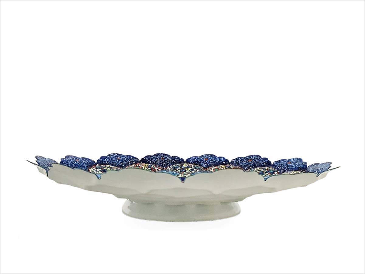 Persian Enamel Decorative Plate 30cm Is Made Of Copper And Has An Embossed Texture. The Iconic Persian Pattern With Its Stylised Hummingbirds And Cherry Blossom Is Hand-Painted