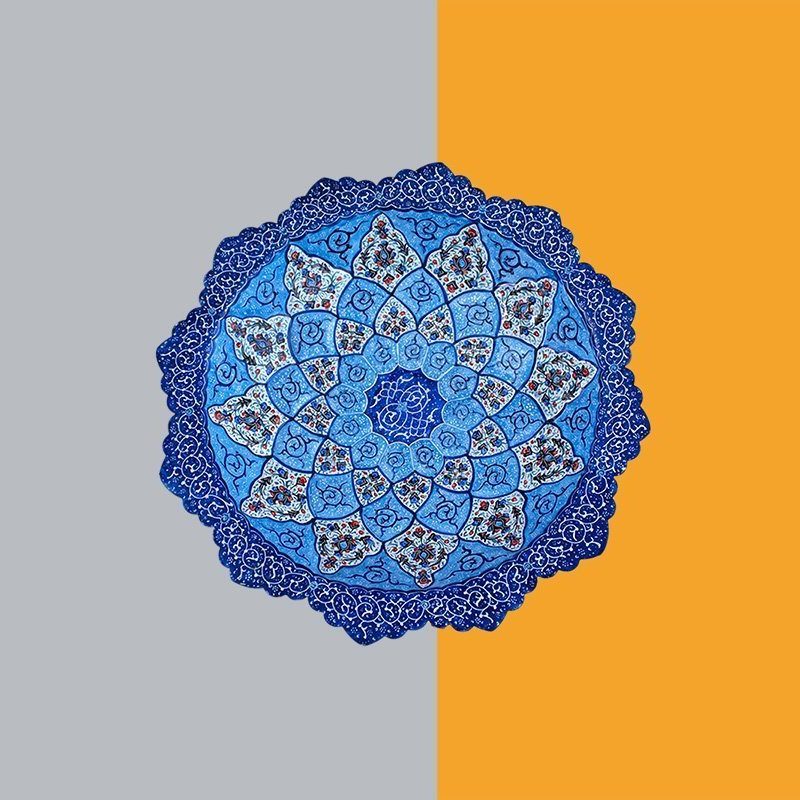 Vintage Persian Enamel (Minakari) Decorative Stem Dish Is Made Of Copper And Has 14cm Height & 25cm Diameter. The Rich & Embossed Texture Of The Artwork Is Adorned With Persian Floral Pattern