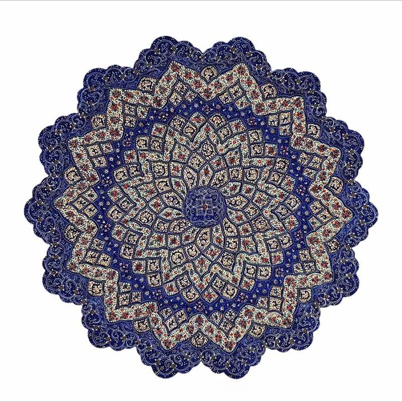 A 30cm Minakari Decorative Plate with detailed arabesque and floral designs, reflecting the rich traditions of Persian artistry.