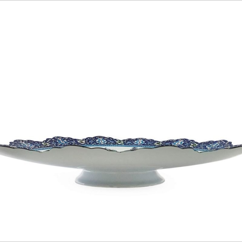 Image showcasing a 30cm diameter Persian Enamelling Decorative Plate adorned with an intricate floral and foliate design, centred around the symbolic Bergamot, a testament to the artisan craftsmanship of Isfahan.