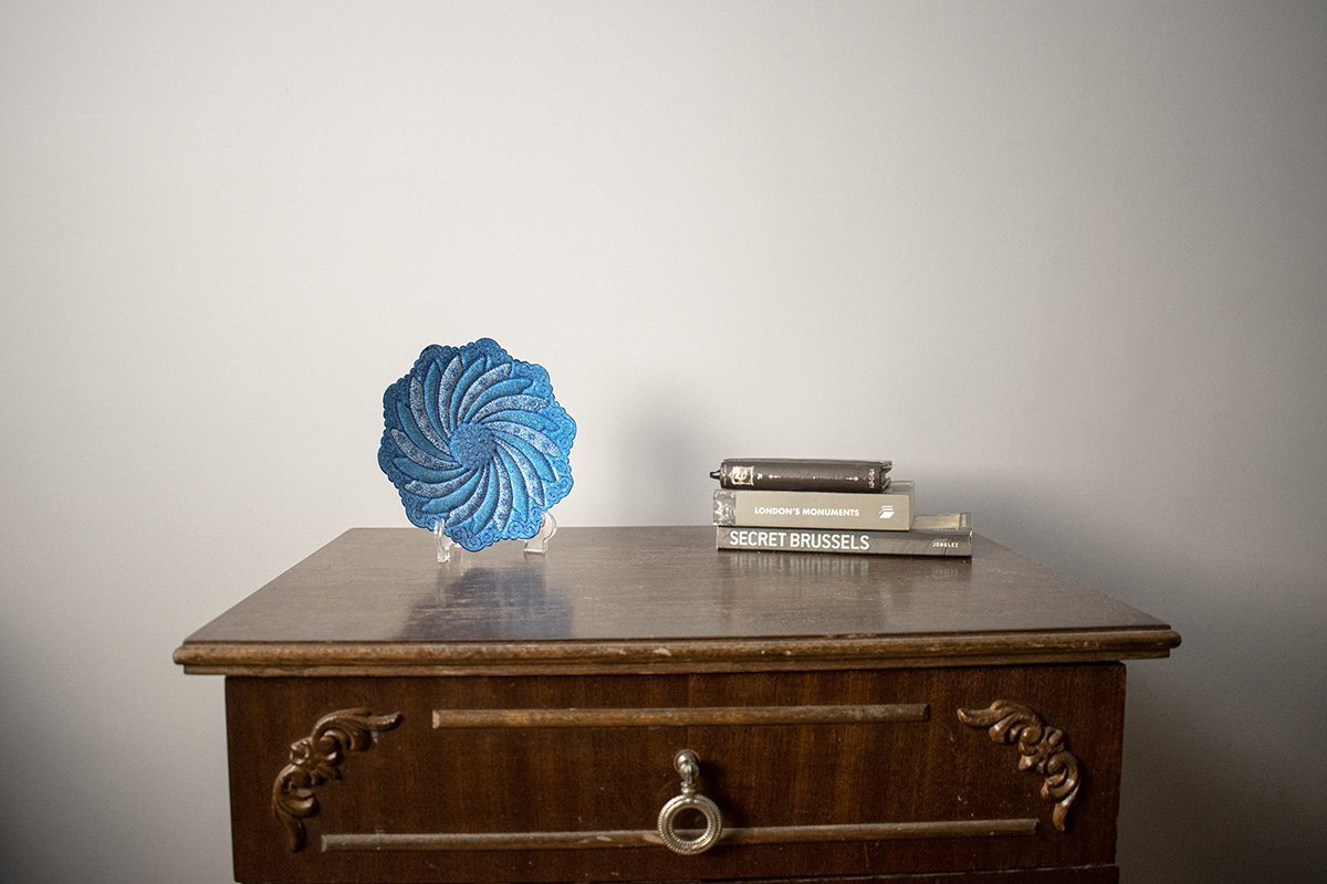 Persian Enamel (Minakari) Decorative Plate Is Made Of Copper And Has 16cm Diameter. The Rich And Embossed Texture Of The Artwork Is Watercolour Painted. The Azure Pattern Features Rhythmic Foliate Scrolls