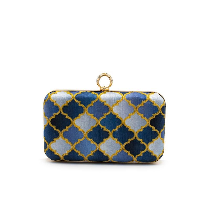 Golden Accent Women Cross Body Bag With Floral Textile