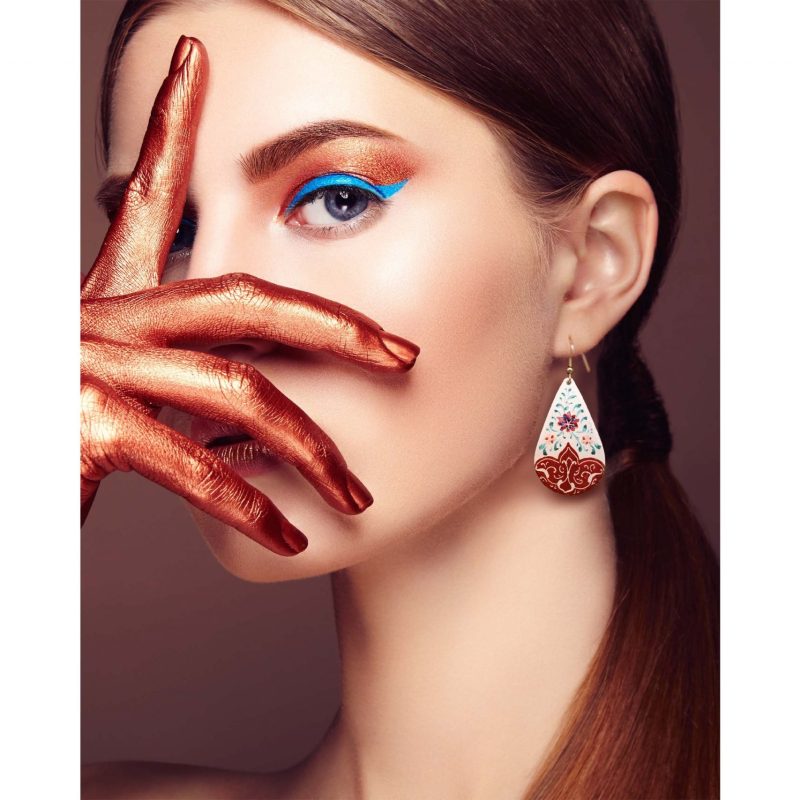 Persian Enamel Watercolour Painting Earring