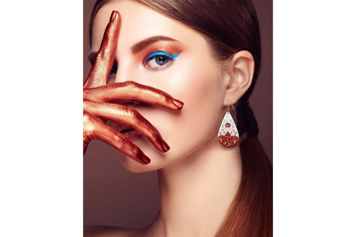 Persian Enamel Watercolour Painting Earring