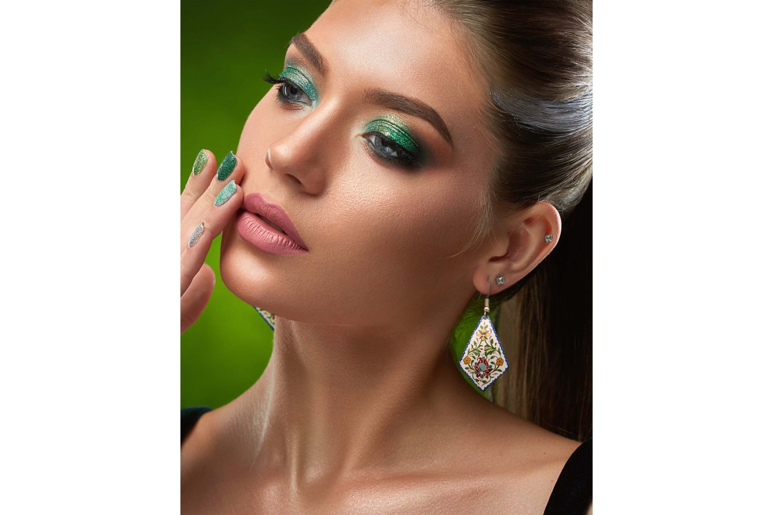 Persian Enamel Watercolour Painting Earring