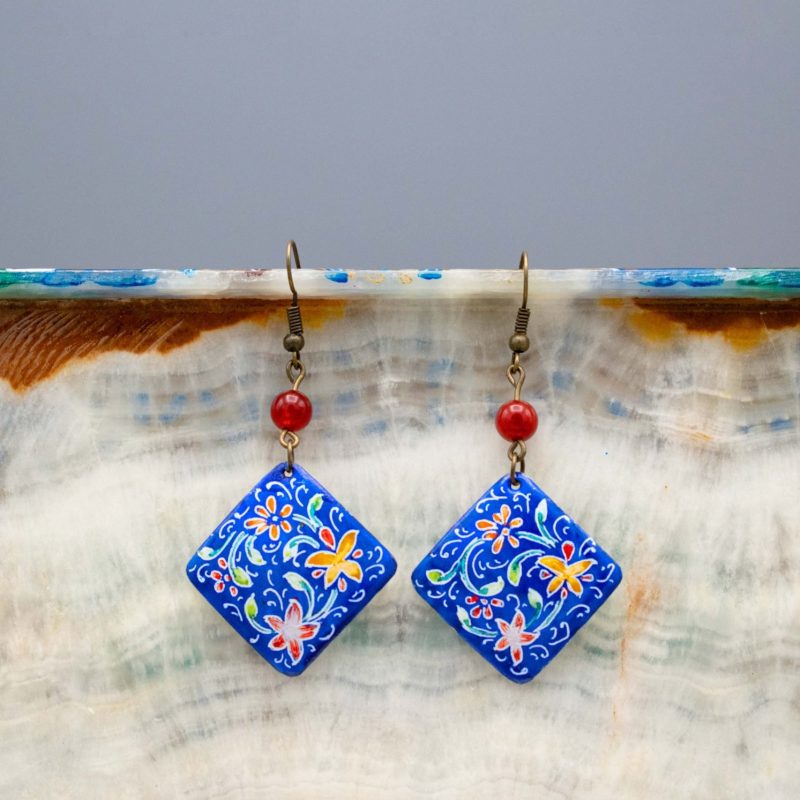 Persian Enamel Watercolour Painting Earring