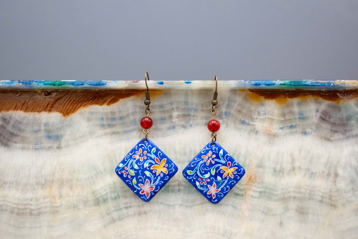 Persian Enamel Watercolour Painting Earring