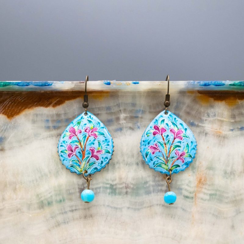Persian Enamel Watercolour Painting Earring