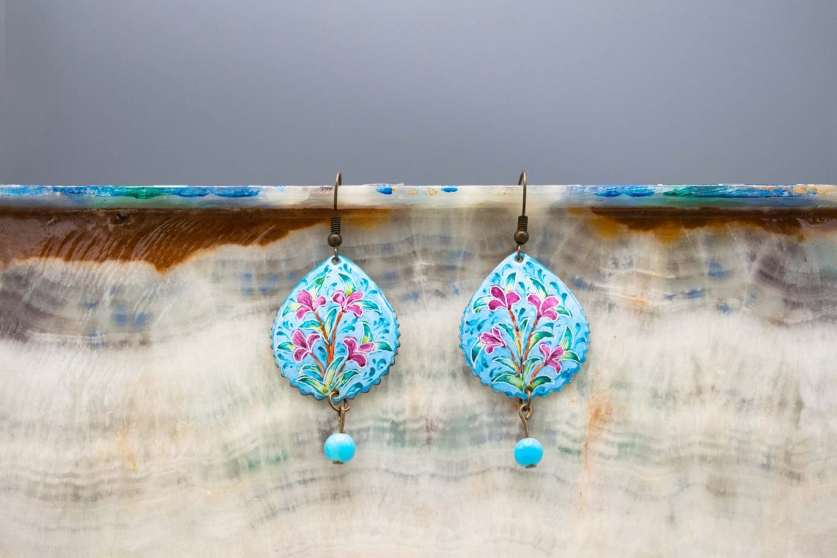 Persian Enamel Watercolour Painting Earring