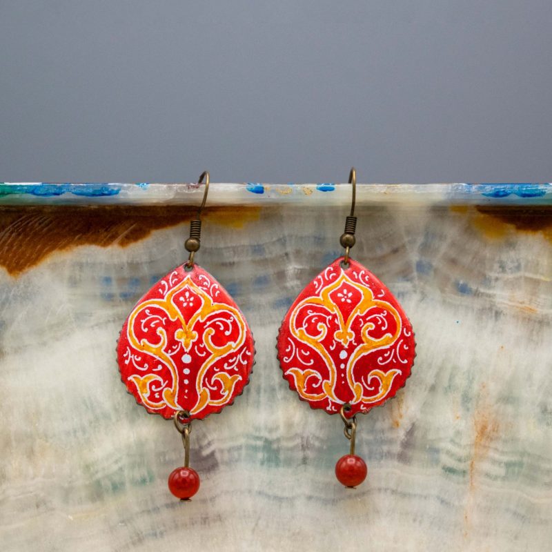 Persian Enamel Watercolour Painting Earring