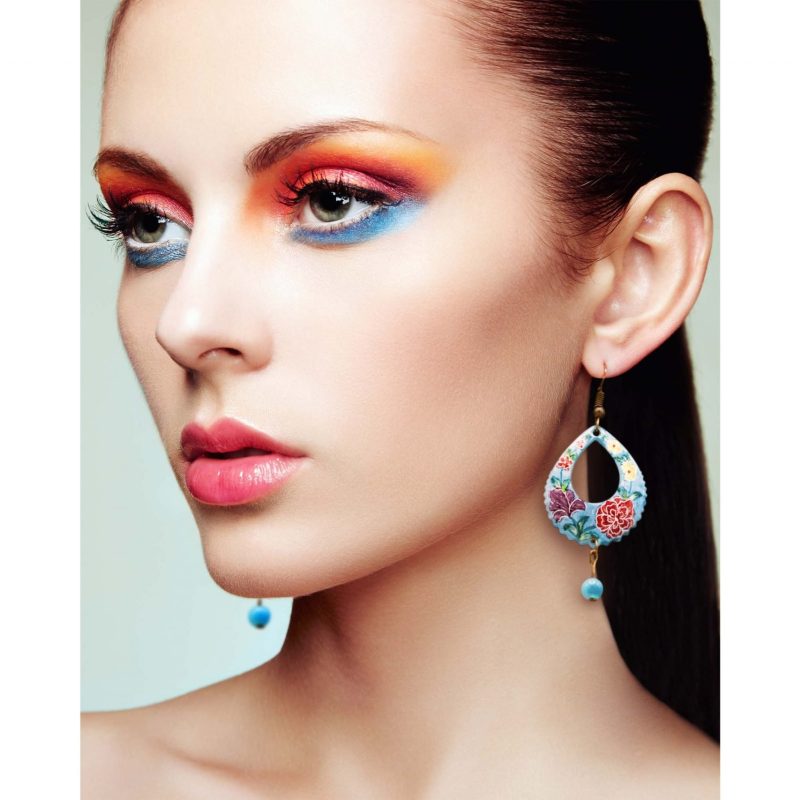 Persian Enamel Watercolour Painting Earring