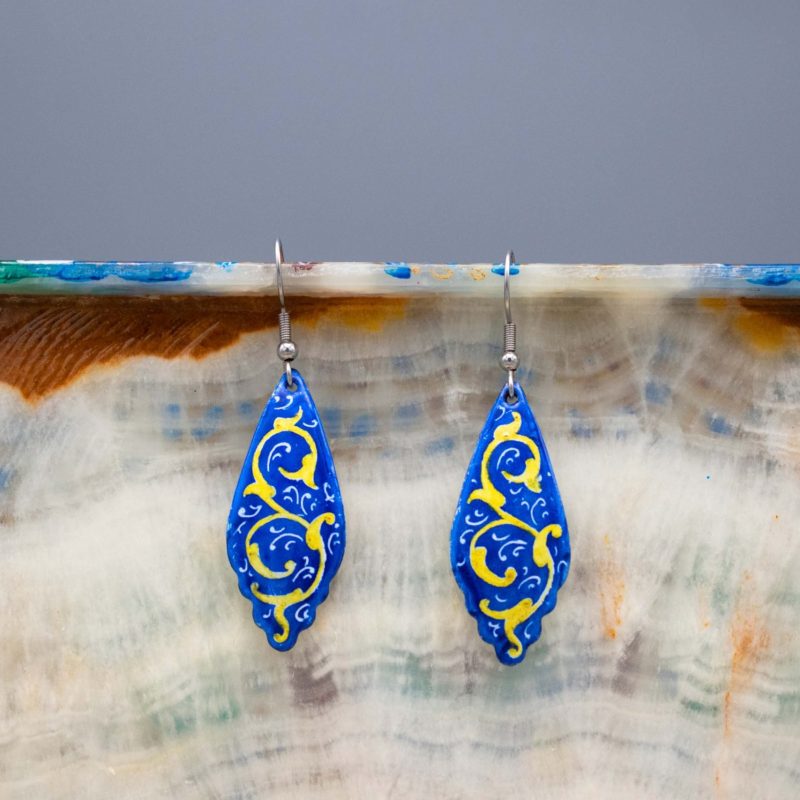 Persian Enamel Watercolour Painting Earring
