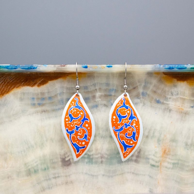 Persian Enamel Watercolour Painting Earring