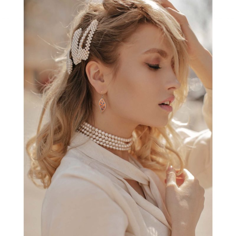 Persian Enamel Watercolour Painting Earring