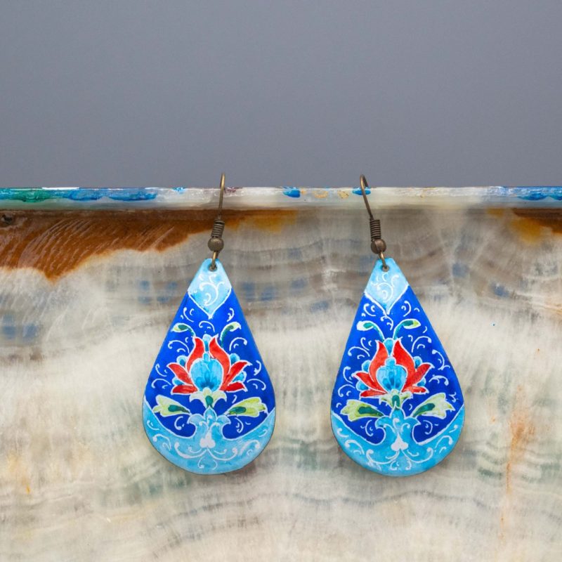 Persian Enamel Watercolour Painting Earring
