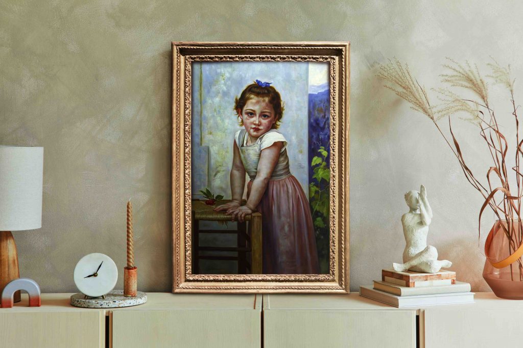 Meticulously crafted replica of Bouguereau's Yvonne, showcasing serene beauty and exquisite detail.