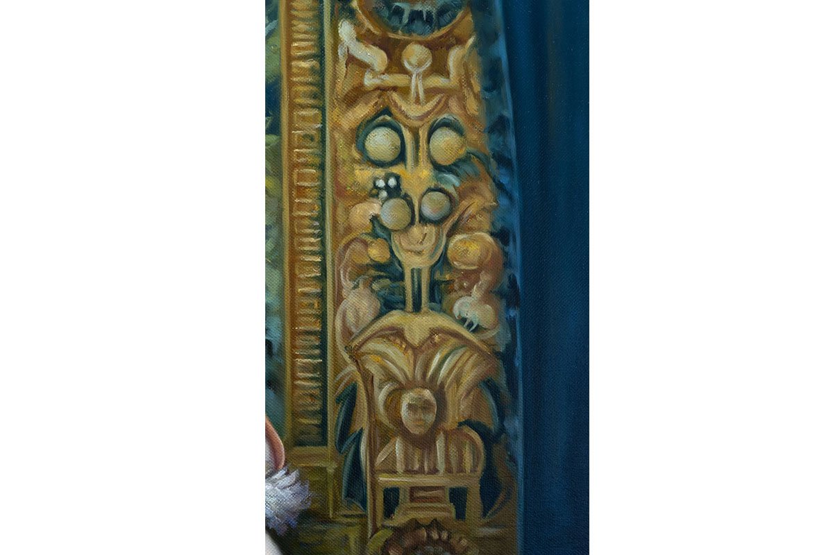 Neoclassical Woman with Flowers Replica, a young woman gracefully arranging flowers in a serene setting.