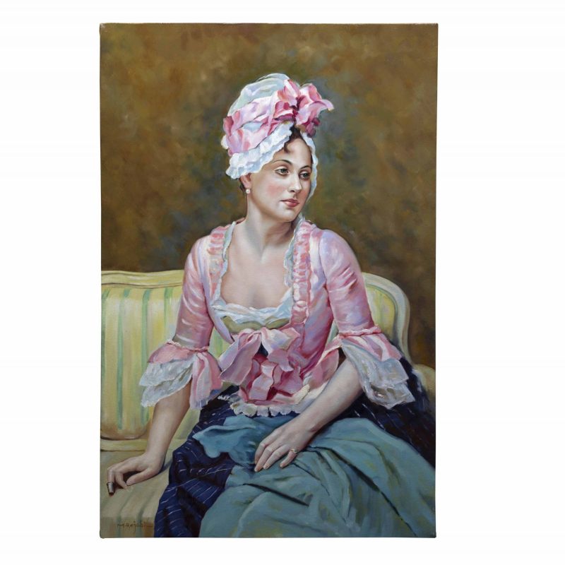 Meticulously crafted replica of Madrazo's "Portrait of Aline Mason," featuring a serene and introspective portrayal of the subject.