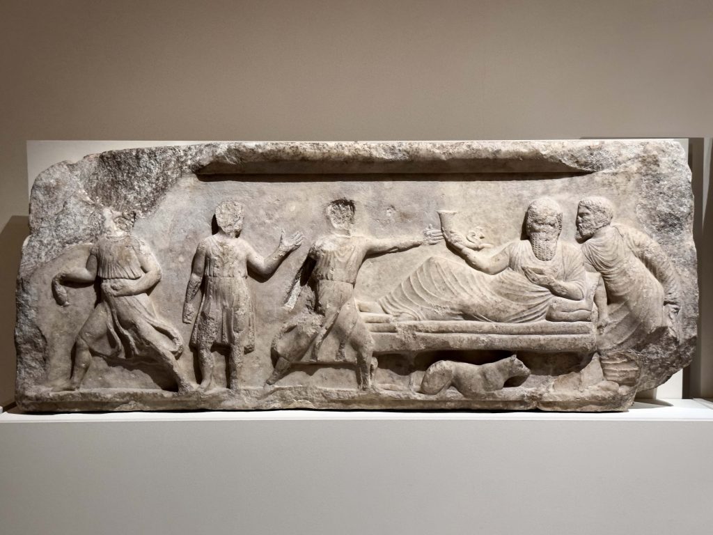 King Arbinas of Lycia, with a Persian rhyton and wine bowl, exemplifying the grandeur of Persian drinking customs