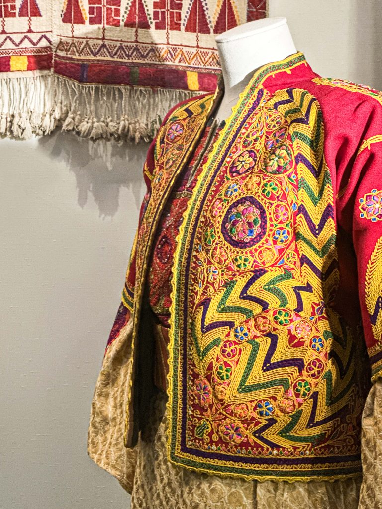 Historic Central Palestinian garments embroidered intricately, representing a fusion of cultural influences from Jerusalem, Bethlehem, and beyond. Arabian clothing